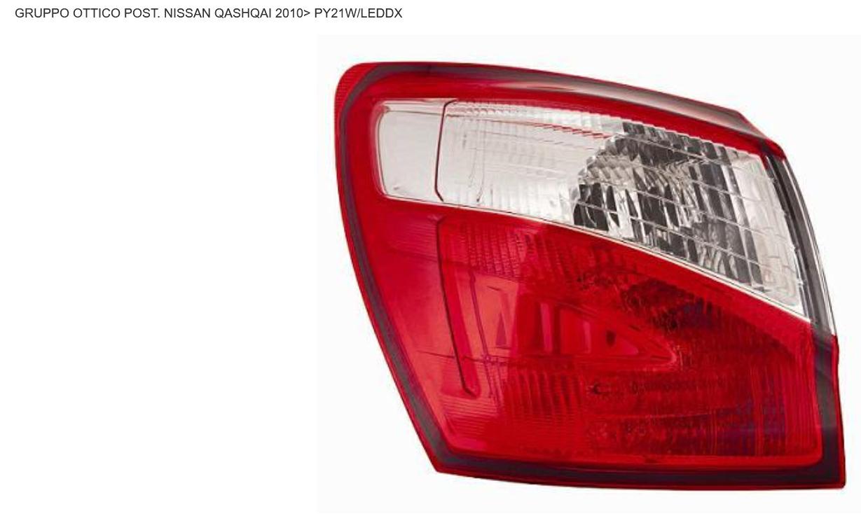 GRUPPO OTTICO POSTERIORE DX ESTERNO A LED BIANCO ROSS0 NISSAN QASHQAI 01/10>