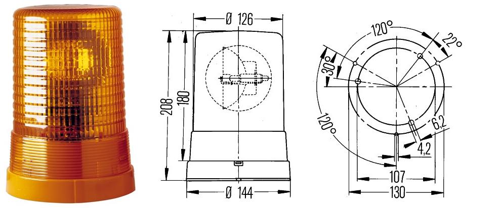 LAMPADA ROTANTE GIALLA H1 24V
