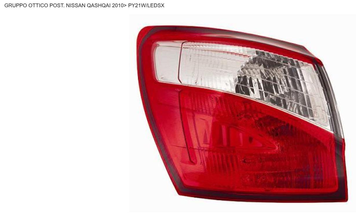 GRUPPO OTTICO POSTERIORE SX ESTERNO A LED BIANCO ROSSO NISSAN QASHQAI 01/10>