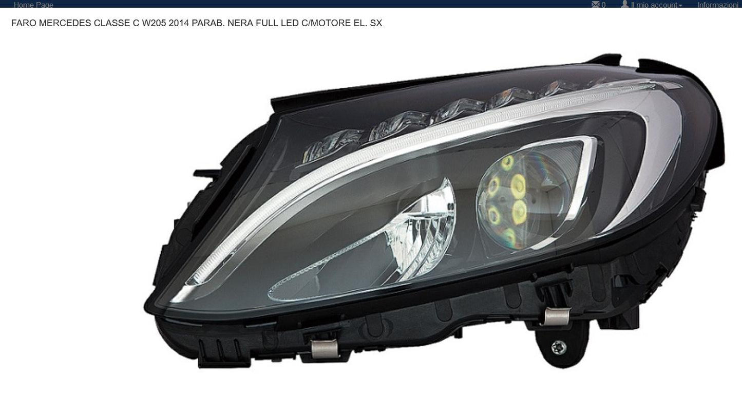 FARO SX FULL LED CON MOTOR ELETT MERCED CLASSE C W205 12/13>P.NERA