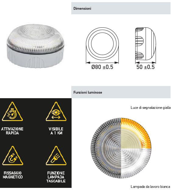 LUCE DI SEGNALAZIONE SOS 360° C/FUNZ LUCE GIALLA E BIANCA