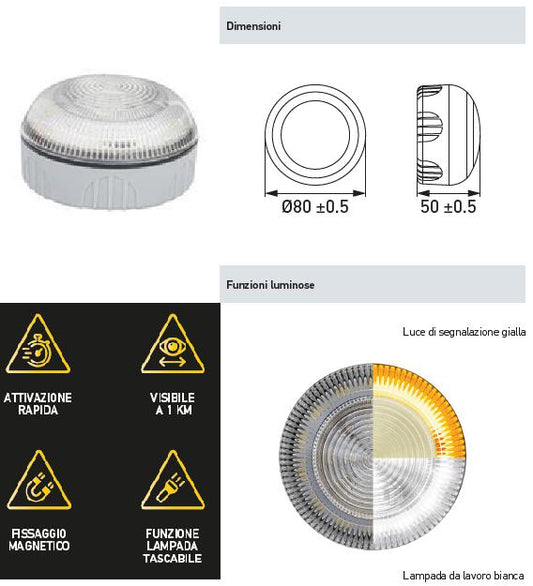 LUCE DI SEGNALAZIONE SOS 360° C/FUNZ LUCE GIALLA E BIANCA
