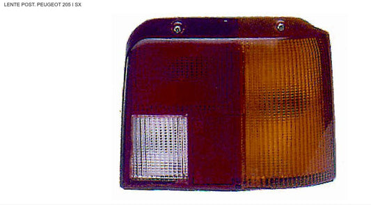 LENTE POSTERIORE SX ARANCIO BIANCO ROSSO PEUG 205 08/83>07/96